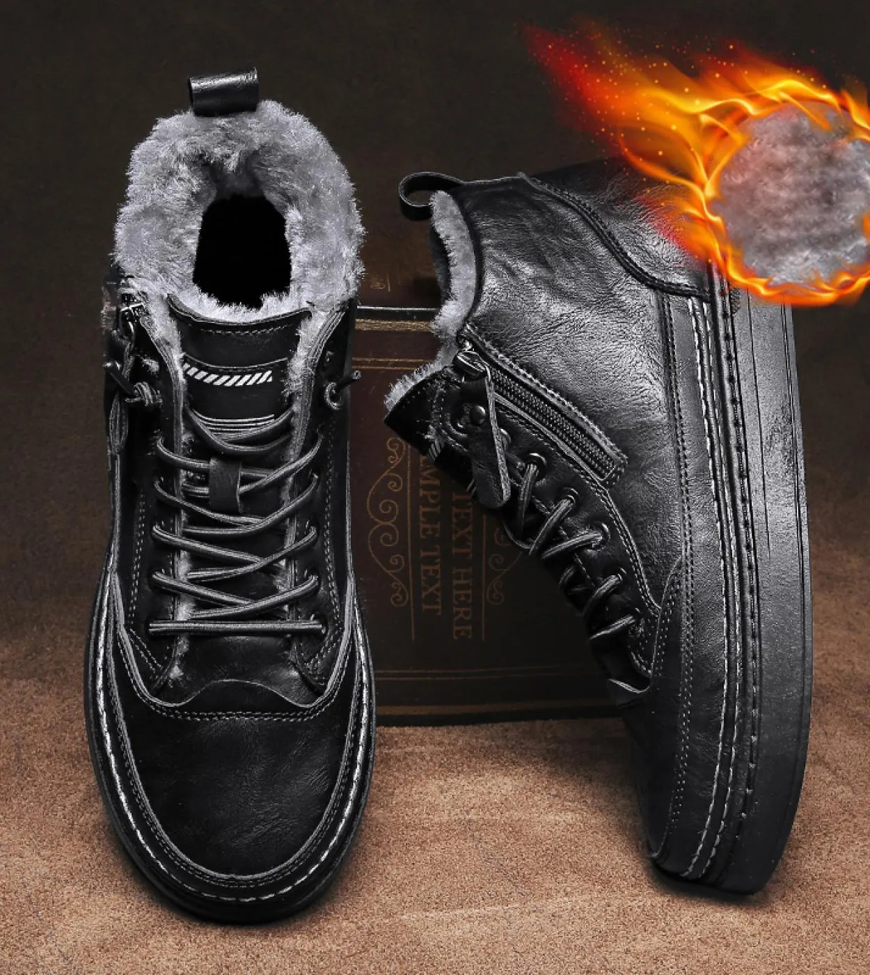 2022 Stivali da uomo invernali di moda Peluche Stivaletti caldi Scarpe da lavoro impermeabili in cotone per uomo Scarpe basse da