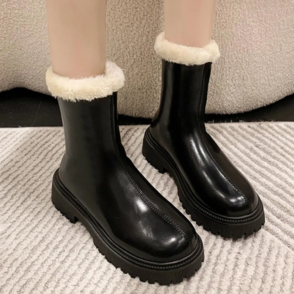 2023 inverno donna piattaforma scarpe alte al ginocchio tacco medio stivali Chelsea corti in peluche nuovo vestito stivali firma
