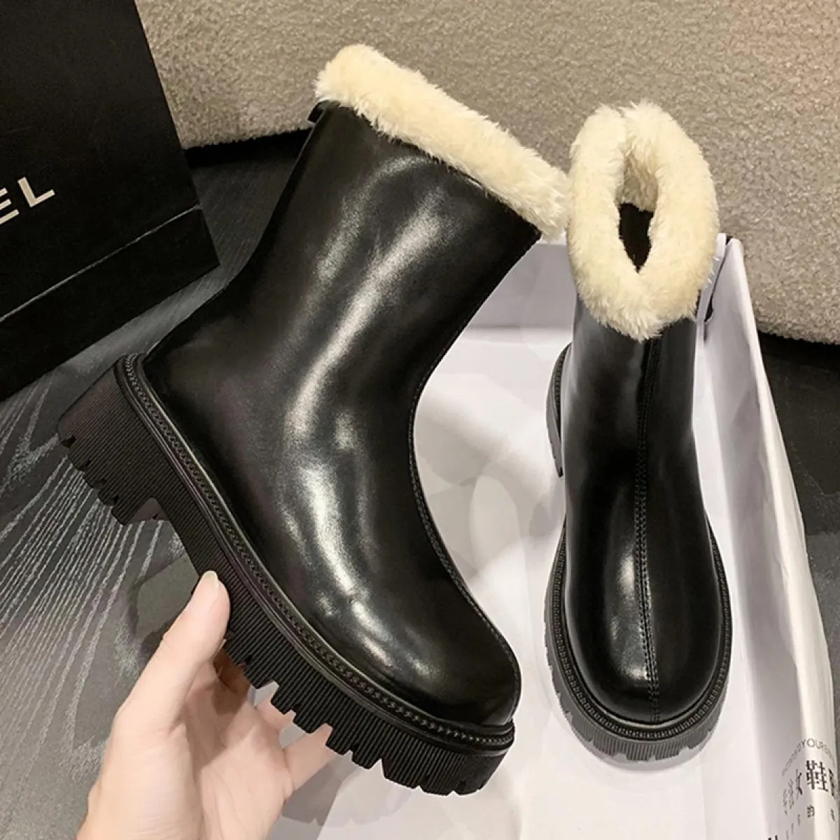 2023 inverno donna piattaforma scarpe alte al ginocchio tacco medio stivali Chelsea corti in peluche nuovo vestito stivali firma