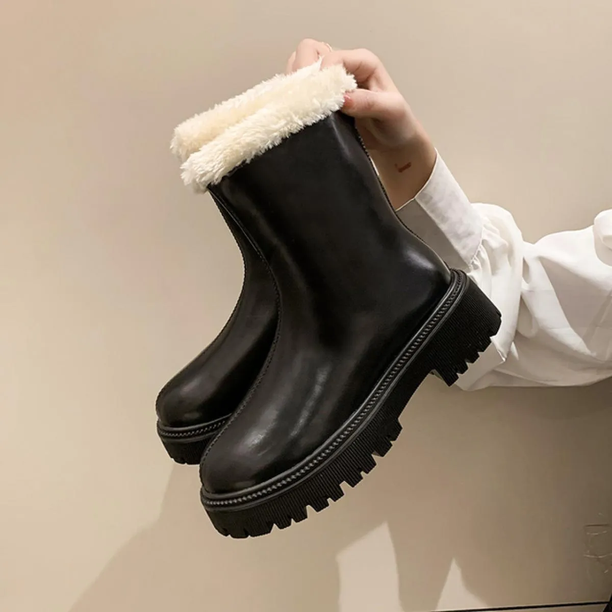 2023 inverno donna piattaforma scarpe alte al ginocchio tacco medio stivali Chelsea corti in peluche nuovo vestito stivali firma
