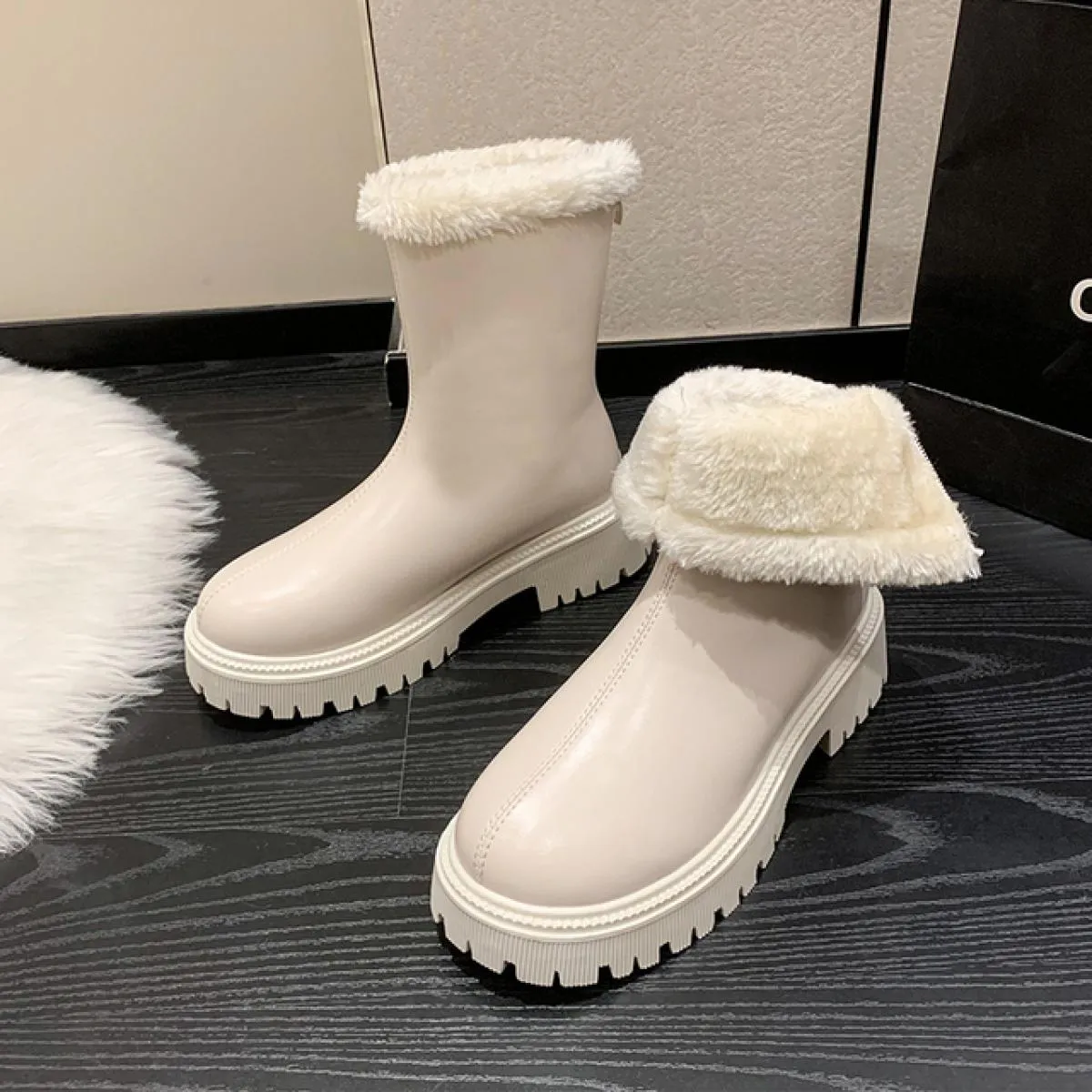 2023 inverno donna piattaforma scarpe alte al ginocchio tacco medio stivali Chelsea corti in peluche nuovo vestito stivali firma