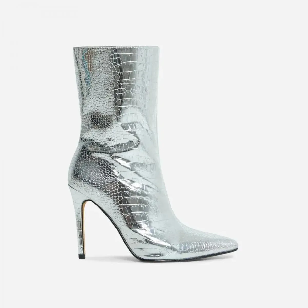2023 Nuovi stivali da donna in metallo con cerniera laterale Design stivaletti a punta media stivali tacco alto sottili scarpe d