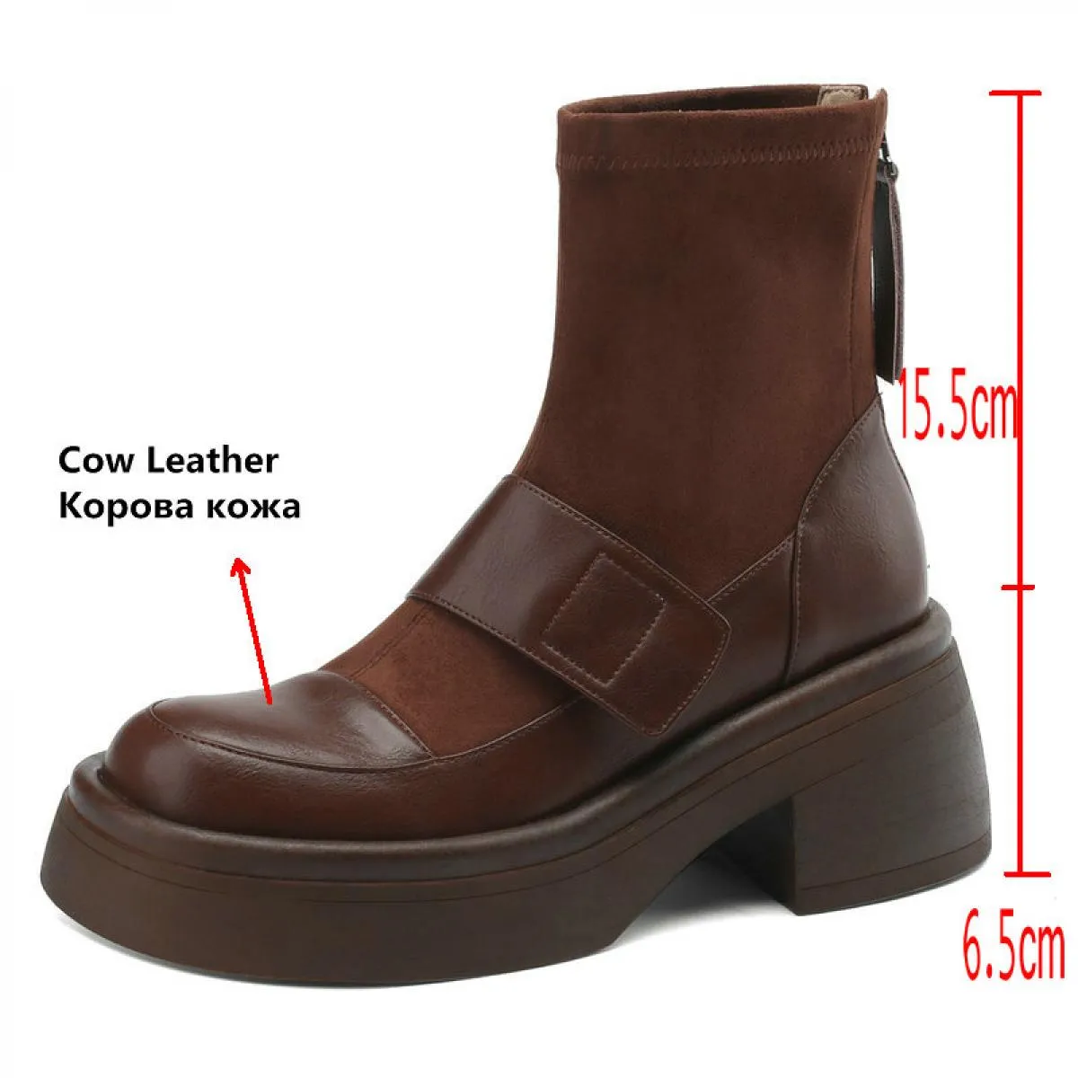 2024 Stivaletti da donna Tacchi alti spessi Scarpe con plateau in vera pelle Donna Office Lady Punta rotonda Autunno Inverno Tag