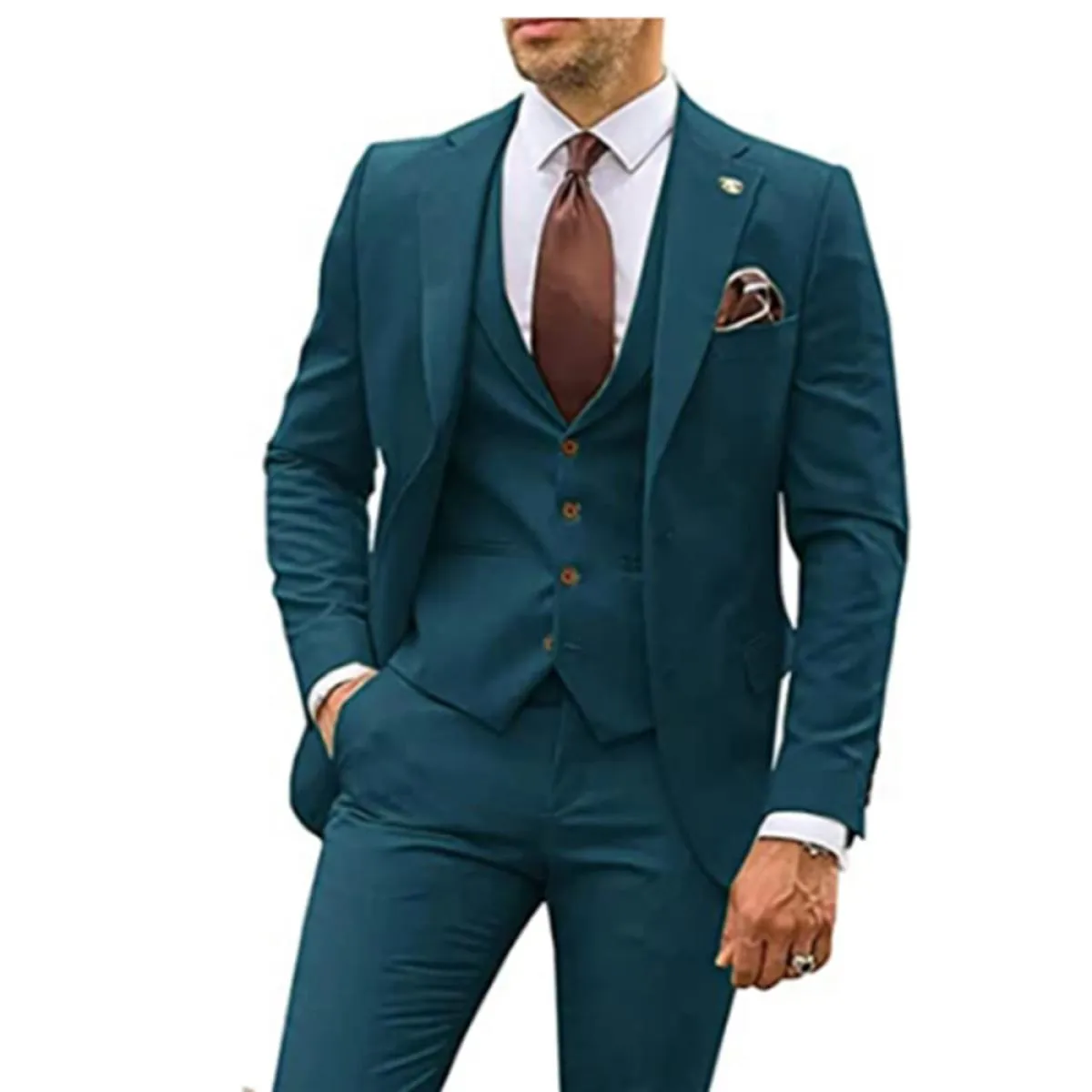 Abiti da uomo Business Casual Smoking dello sposo Abito da festa con risvolto dentellato 3 pezzi (giacca + gilet + pantaloni) co