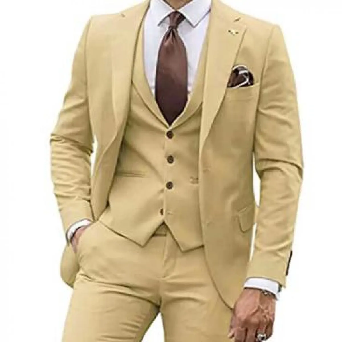 Abiti da uomo Business Casual Smoking dello sposo Abito da festa con risvolto dentellato 3 pezzi (giacca + gilet + pantaloni) co