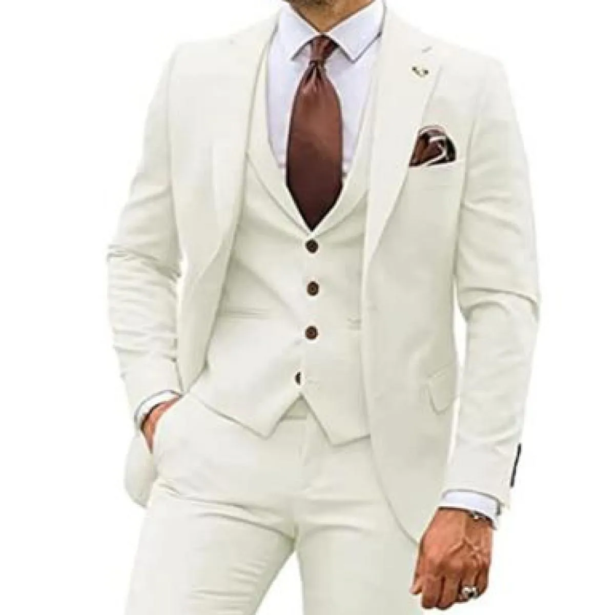 Abiti da uomo Business Casual Smoking dello sposo Abito da festa con risvolto dentellato 3 pezzi (giacca + gilet + pantaloni) co