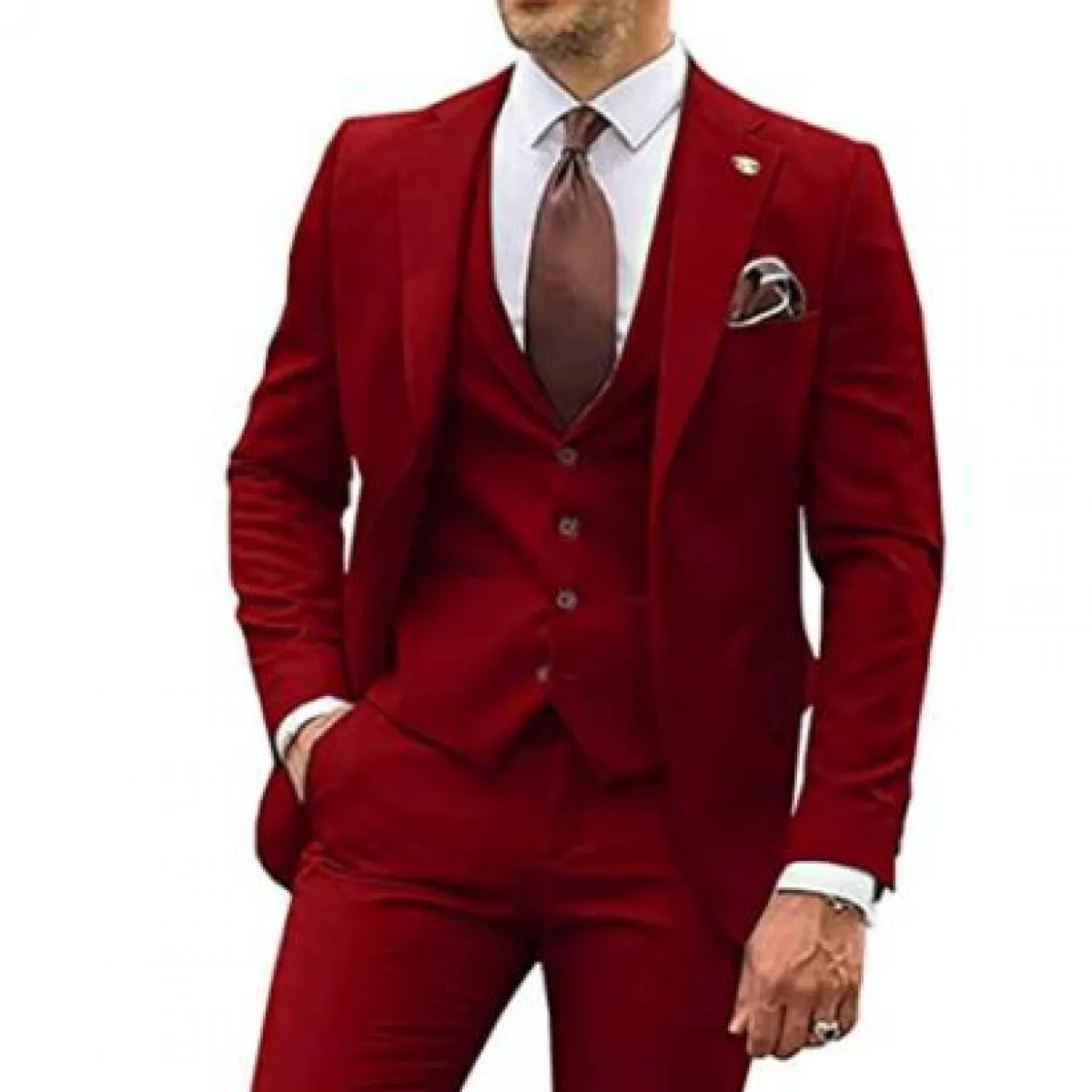 Abiti da uomo Business Casual Smoking dello sposo Abito da festa con risvolto dentellato 3 pezzi (giacca + gilet + pantaloni) co