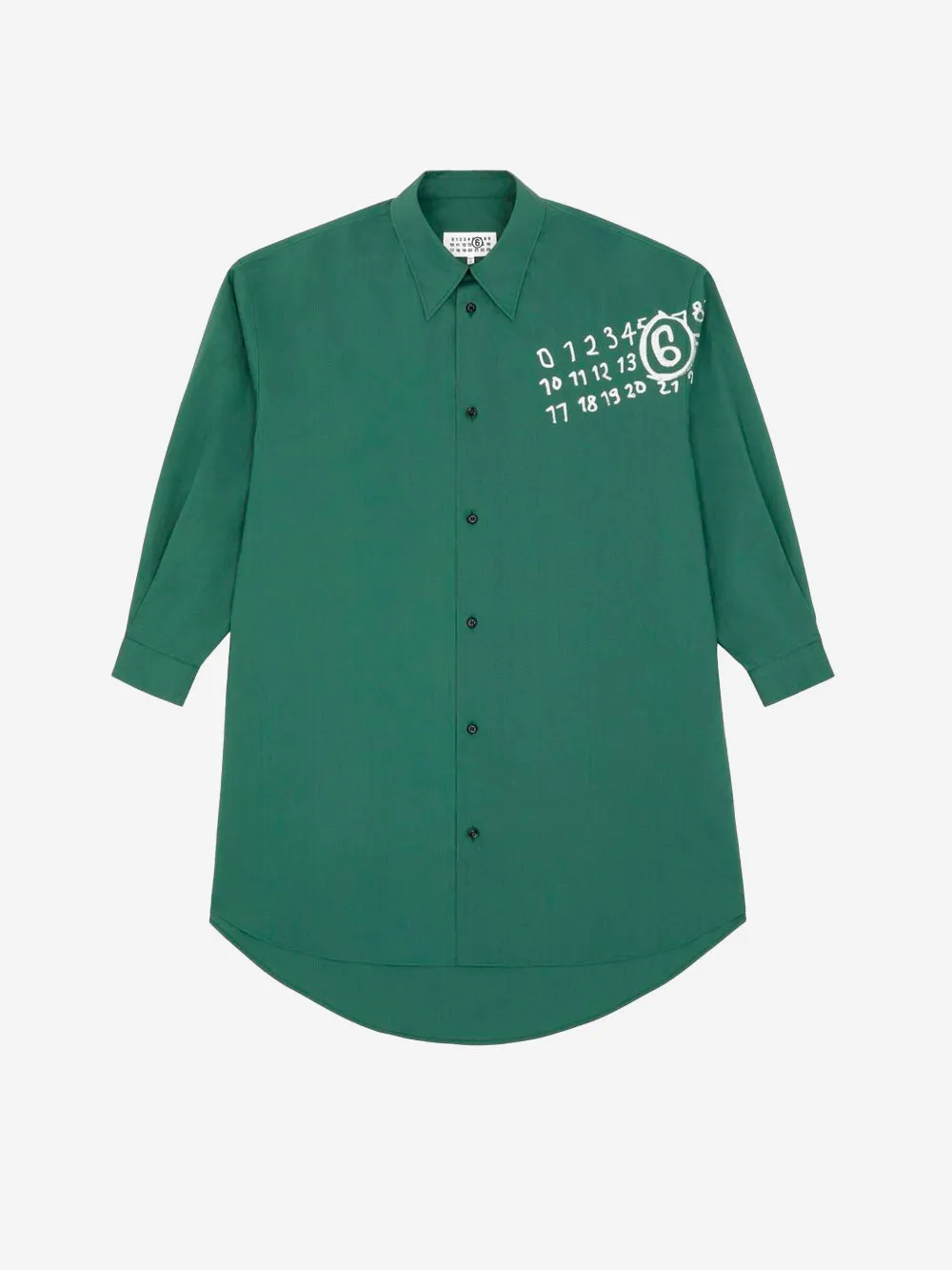 Abito camicia verde con logo numerico