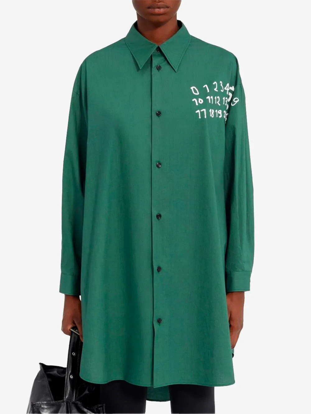 Abito camicia verde con logo numerico