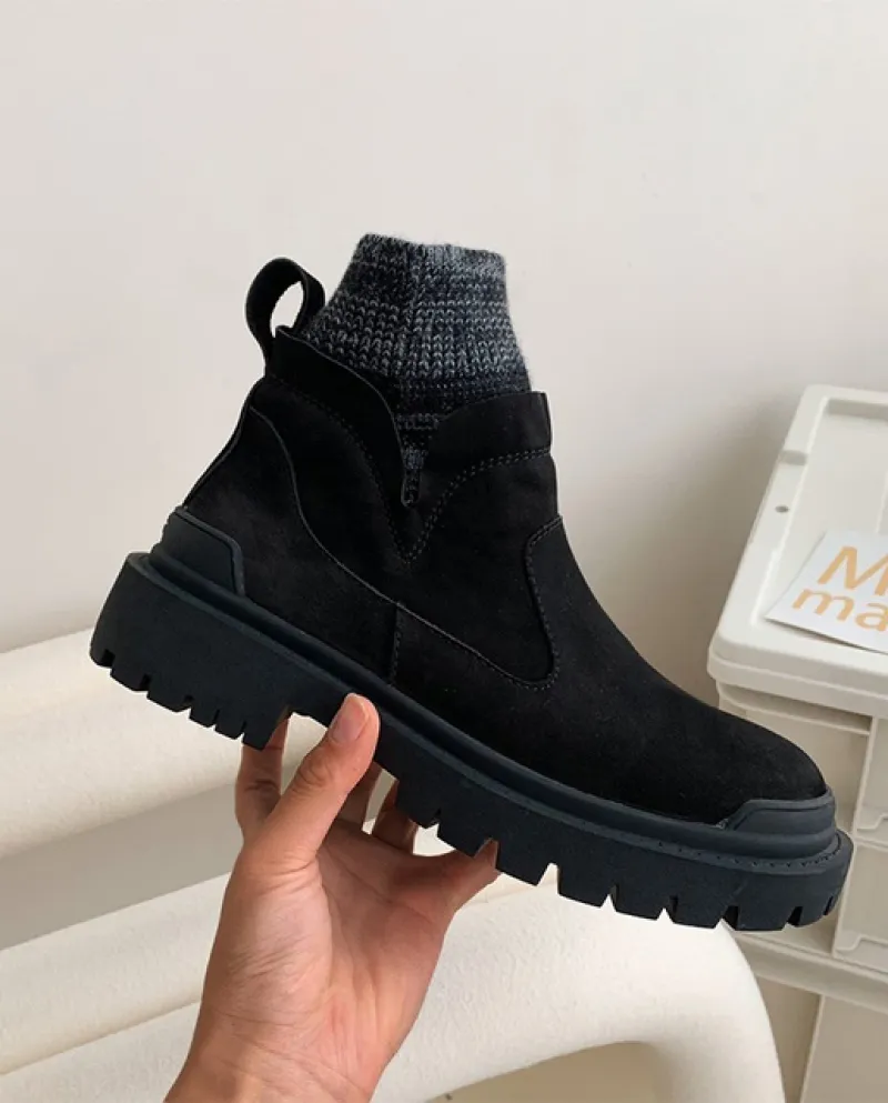 Autunno Inverno Nuovo Chelsea Grosso Caviglia Spessa Calzino Lavorato A Maglia Stivali Da Donna Designer Casual Goth Sport Scarp