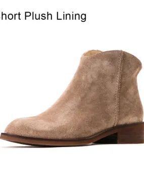 Beautoday Stivaletti Donna Top Quality Cow Suede Zip Autunno Fashion Lady Scarpe in vera pelle Tacco piatto fatto a mano 03274