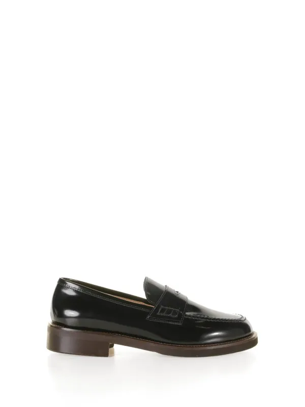 Black brushed leather loafer