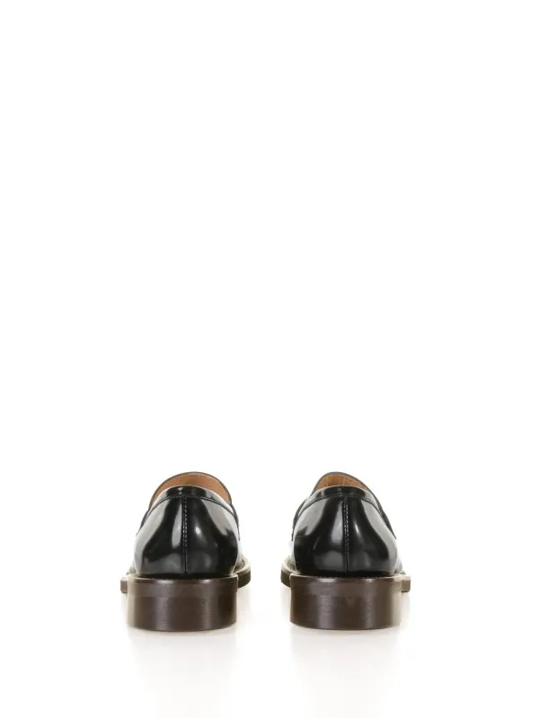 Black brushed leather loafer
