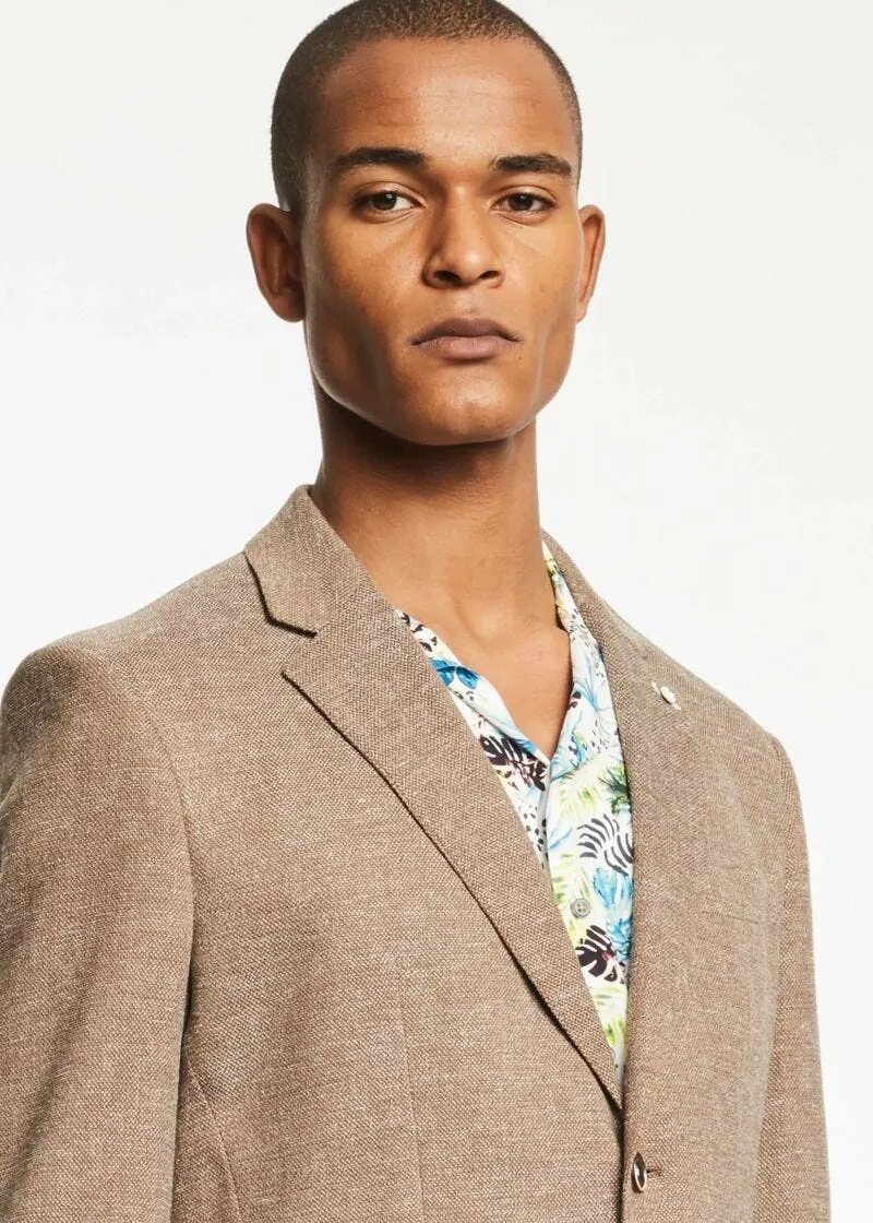 Blazer in misto lino stretch