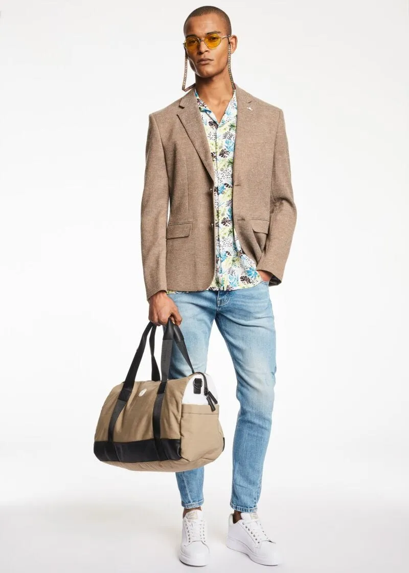 Blazer in misto lino stretch