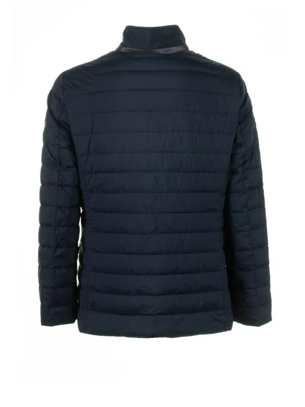 Blue quilted down jacket with buttons