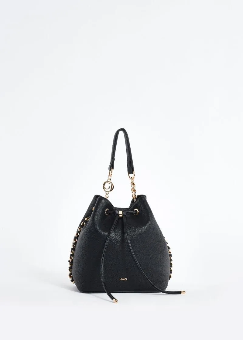 Borsa a secchiello in similpelle con catena