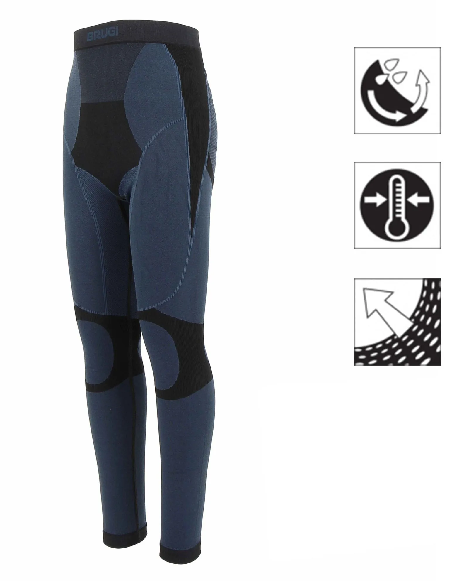 BRUGI - Leggings da uomo blu e nero termico traspirante senza cuciture                                            Previous produ