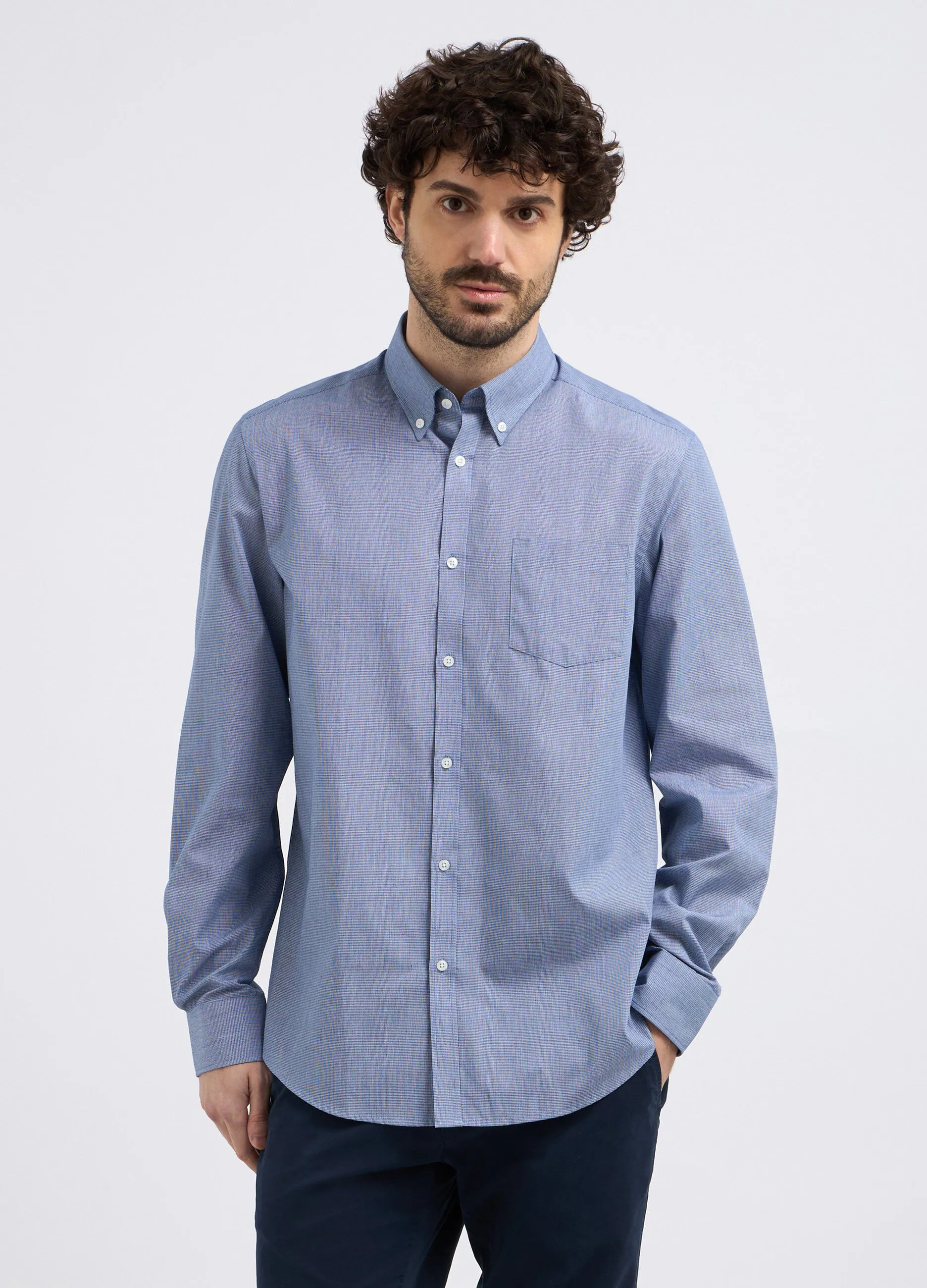 Camicia a microquadri uomo