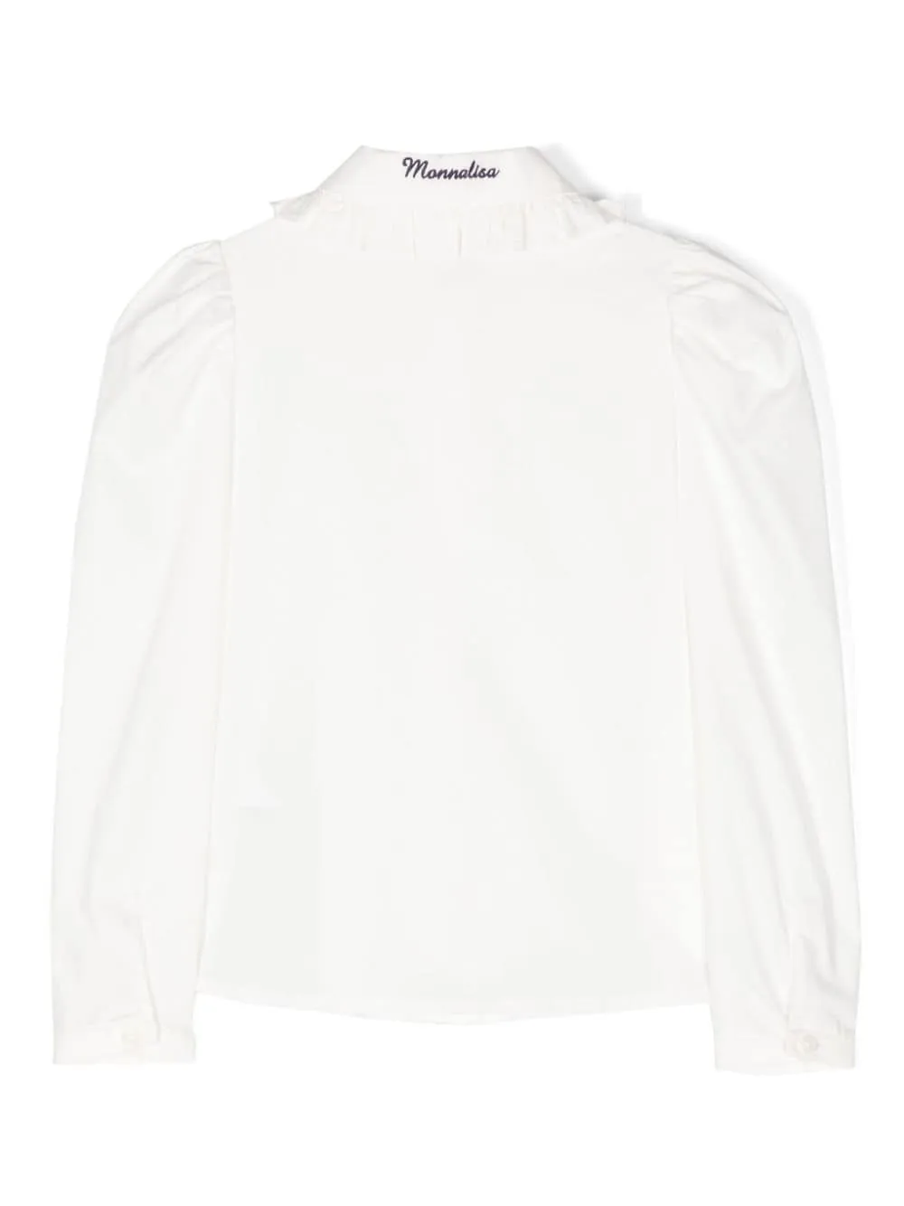 Camicia con ricami floreali per bambina Monnalisa bianca con orlo curvo
