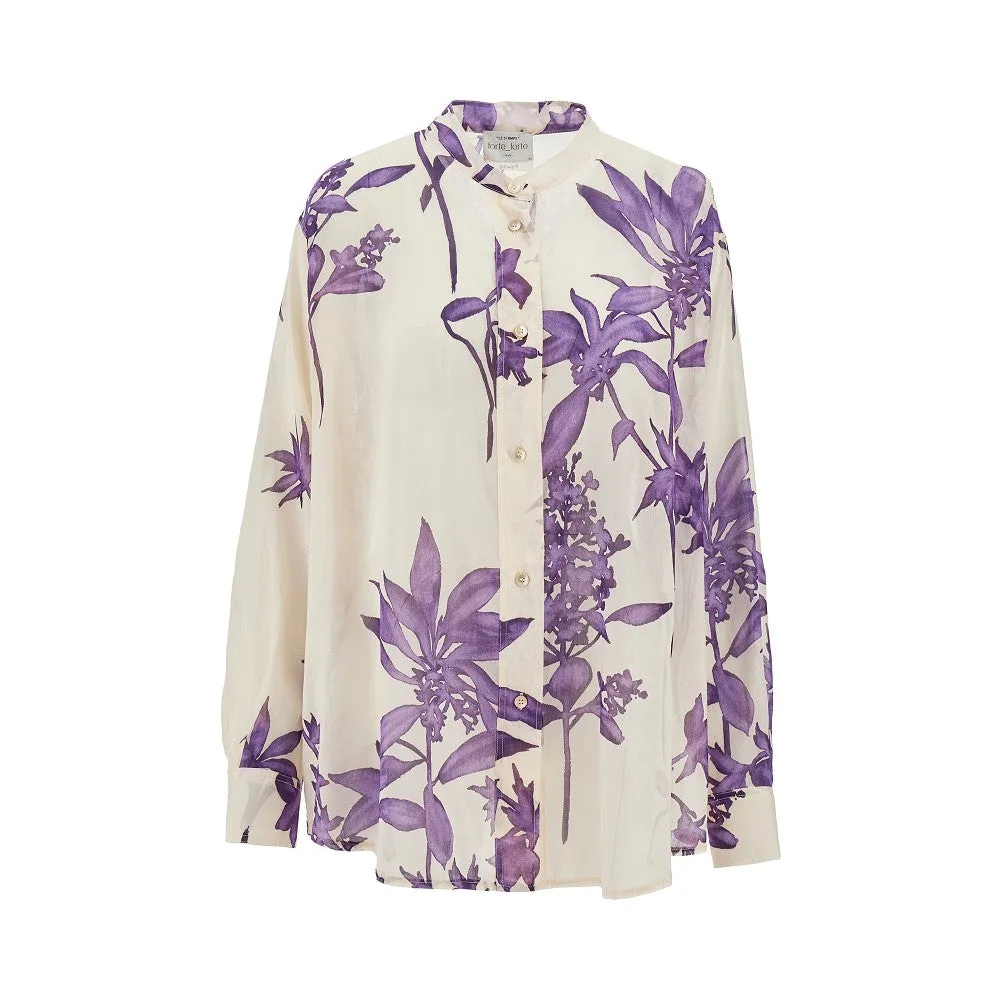 Camicia in cotone e seta con stampa floreale