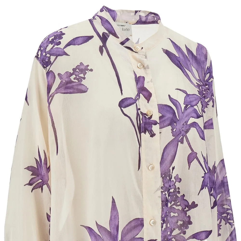 Camicia in cotone e seta con stampa floreale