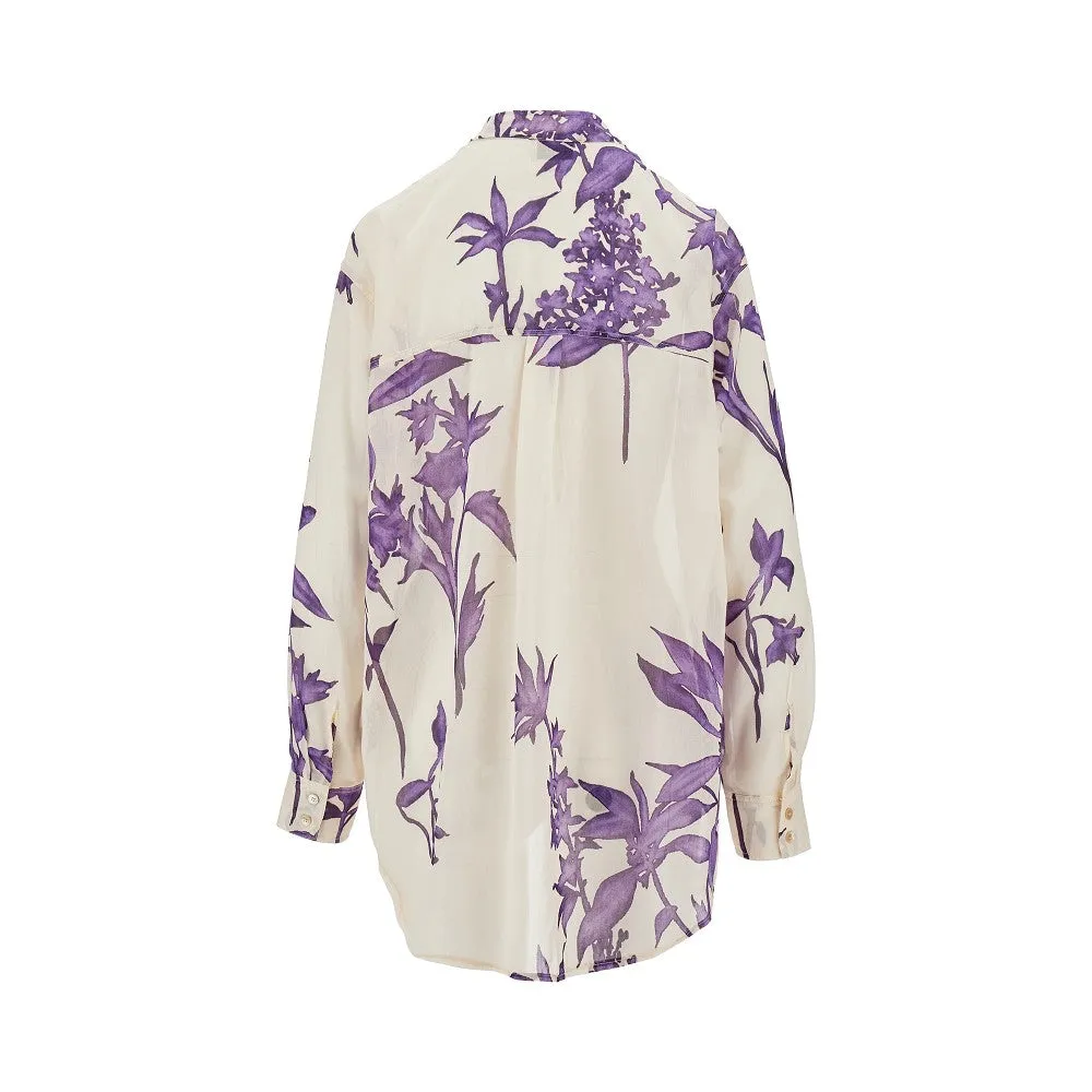 Camicia in cotone e seta con stampa floreale