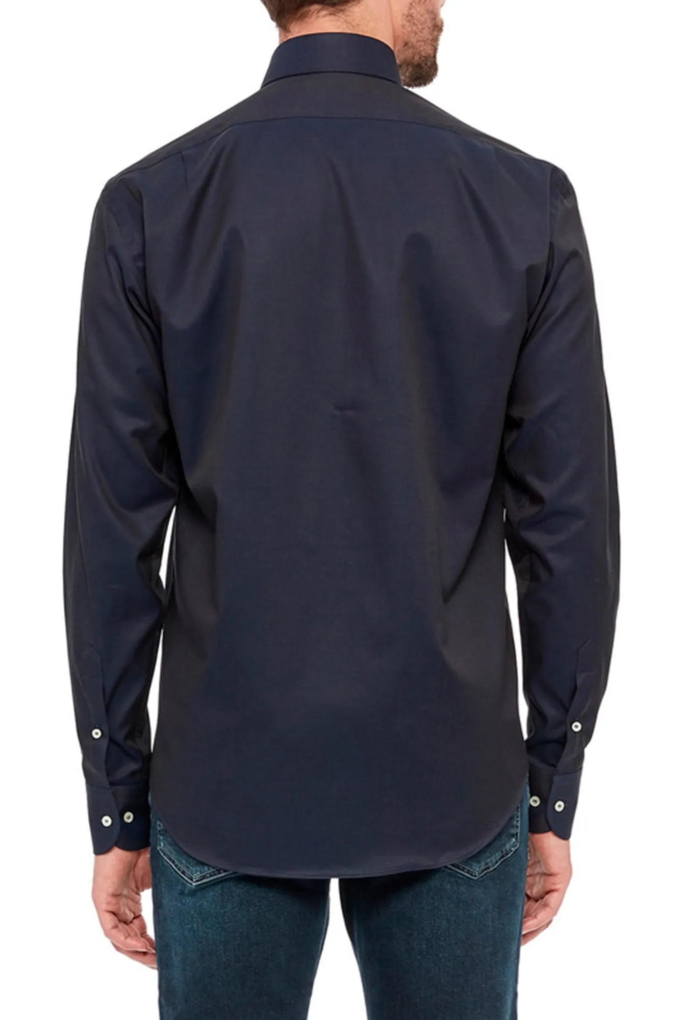 Camicia regular in cotone doppio ritorto con collo francese