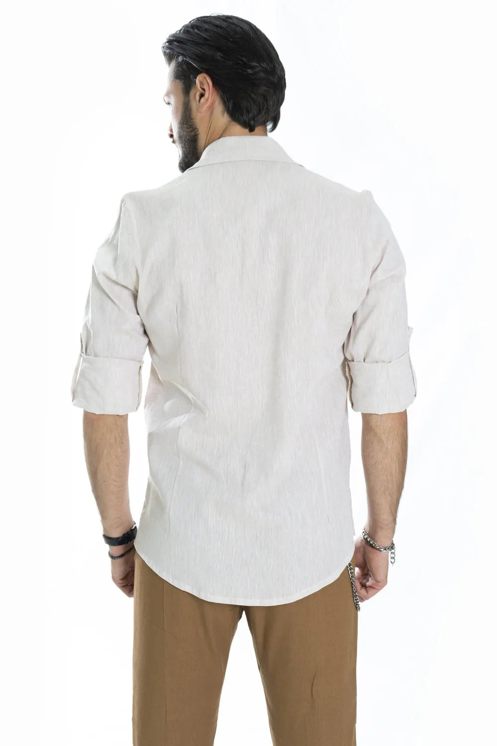 Camicia Uomo Con Colletto In Lino Tinta Unita Art. Cm175