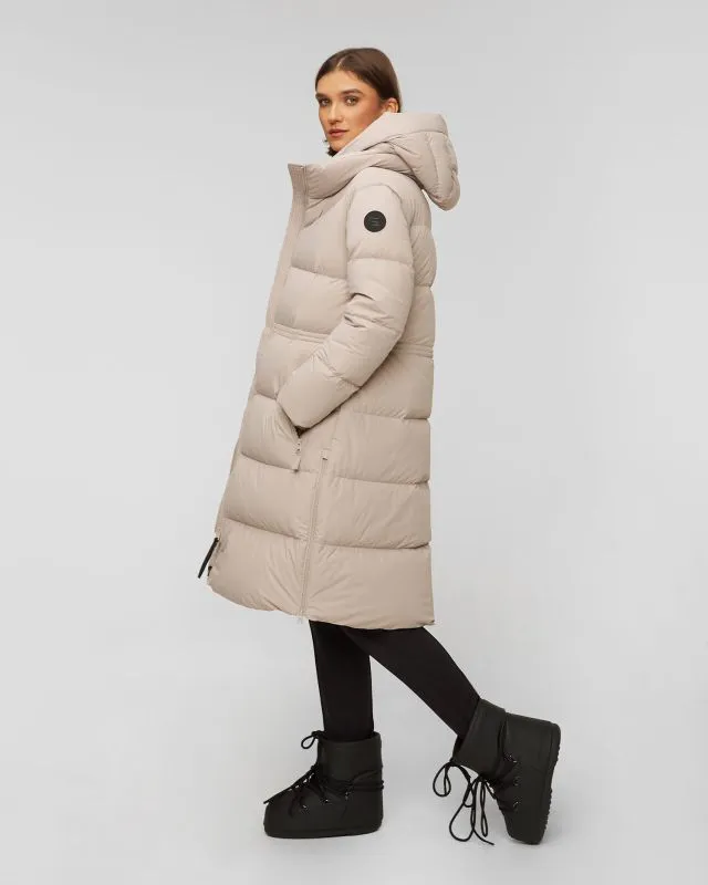 Cappotto beige con piumino da donna Woolrich Matt Stretch Long Puffer Parka