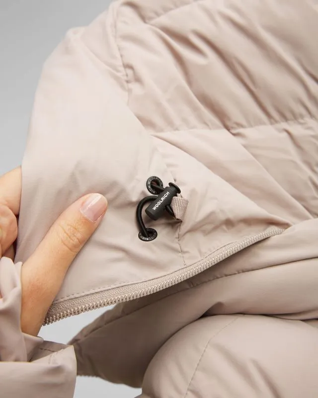 Cappotto beige con piumino da donna Woolrich Matt Stretch Long Puffer Parka