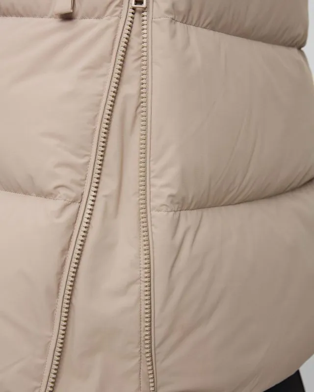 Cappotto beige con piumino da donna Woolrich Matt Stretch Long Puffer Parka