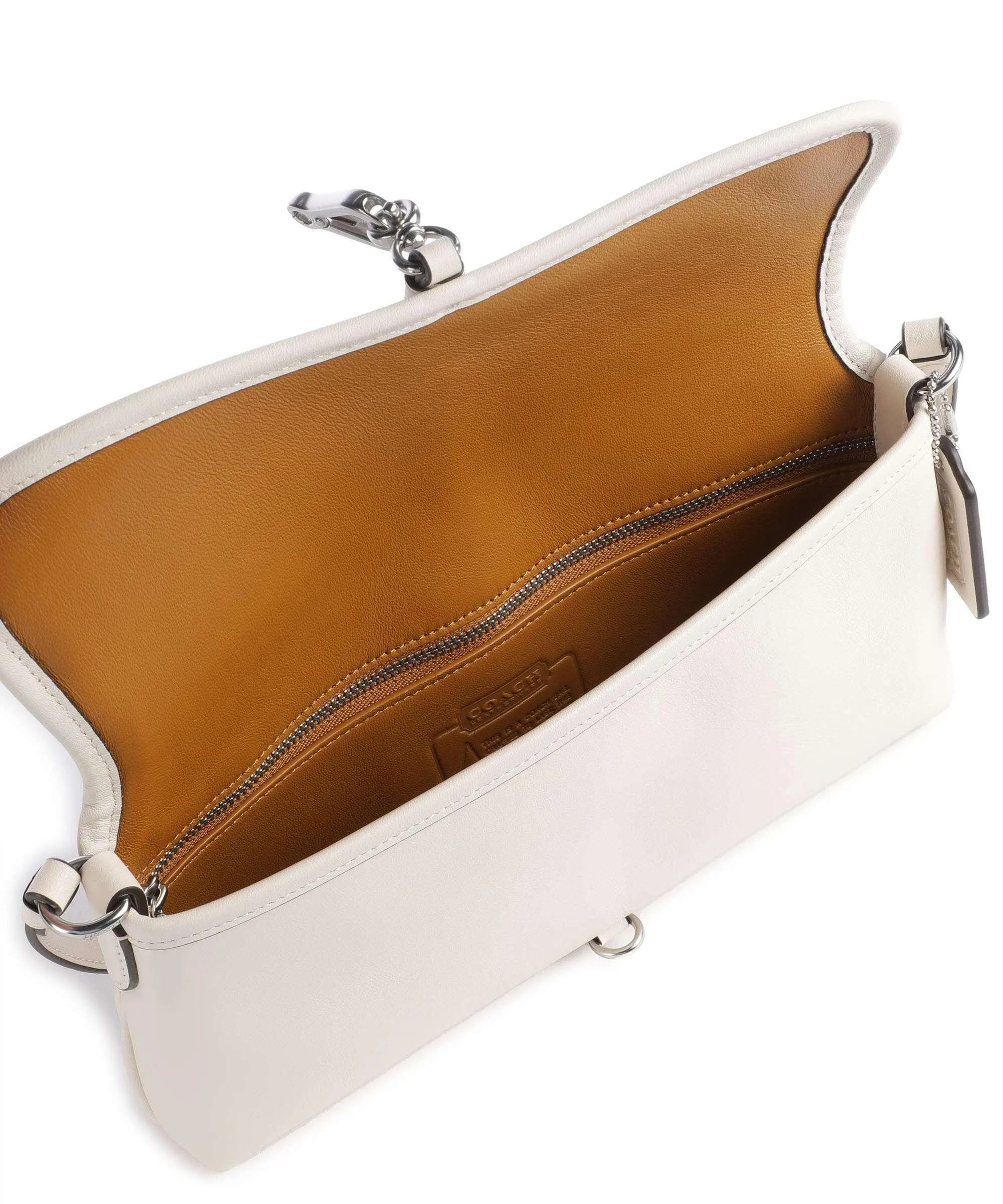  Coach Hamptons Borsa a spalla pelle a grana fine avorio  