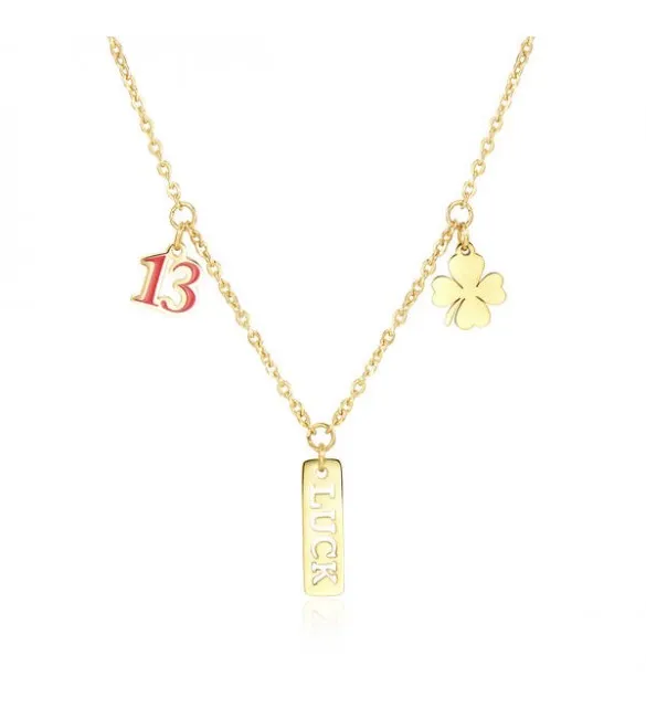 Collana donna gioielli Sagapò Get Lucky acciaio 316L pvd oro smalto rosso sgy05