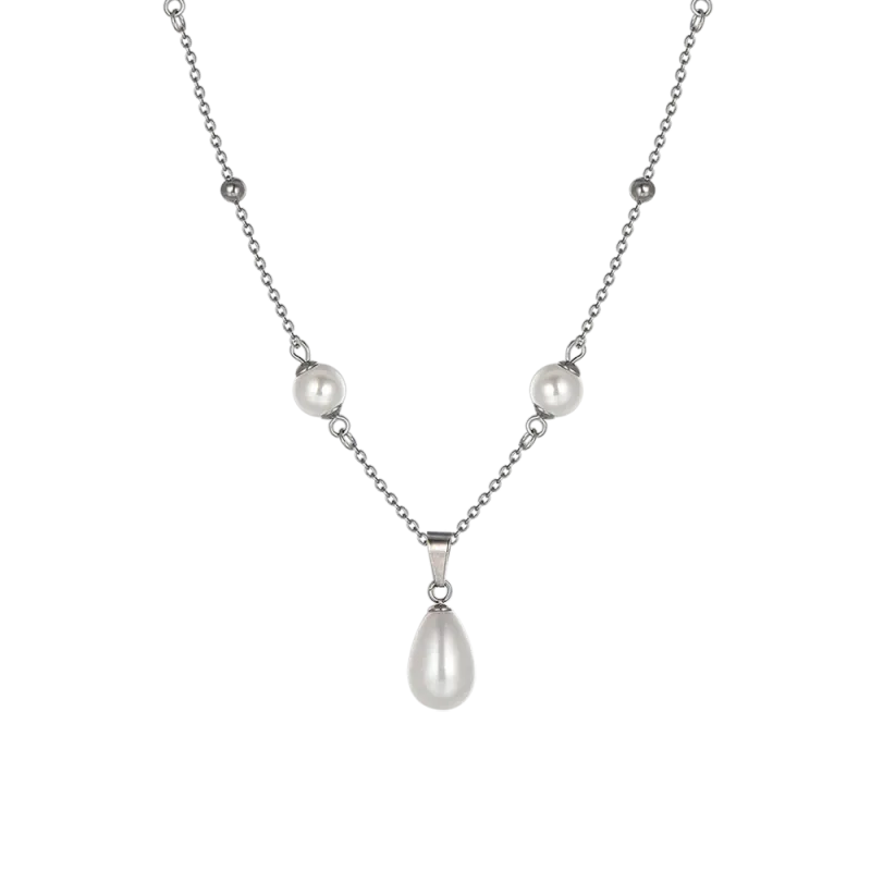 COLLANA DONNA IN ACCIAIO CON PERLE