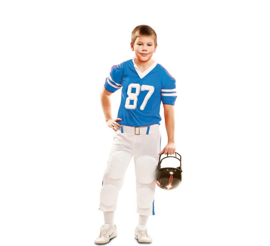 Costume del giocatore di football americano blu per ragazzo