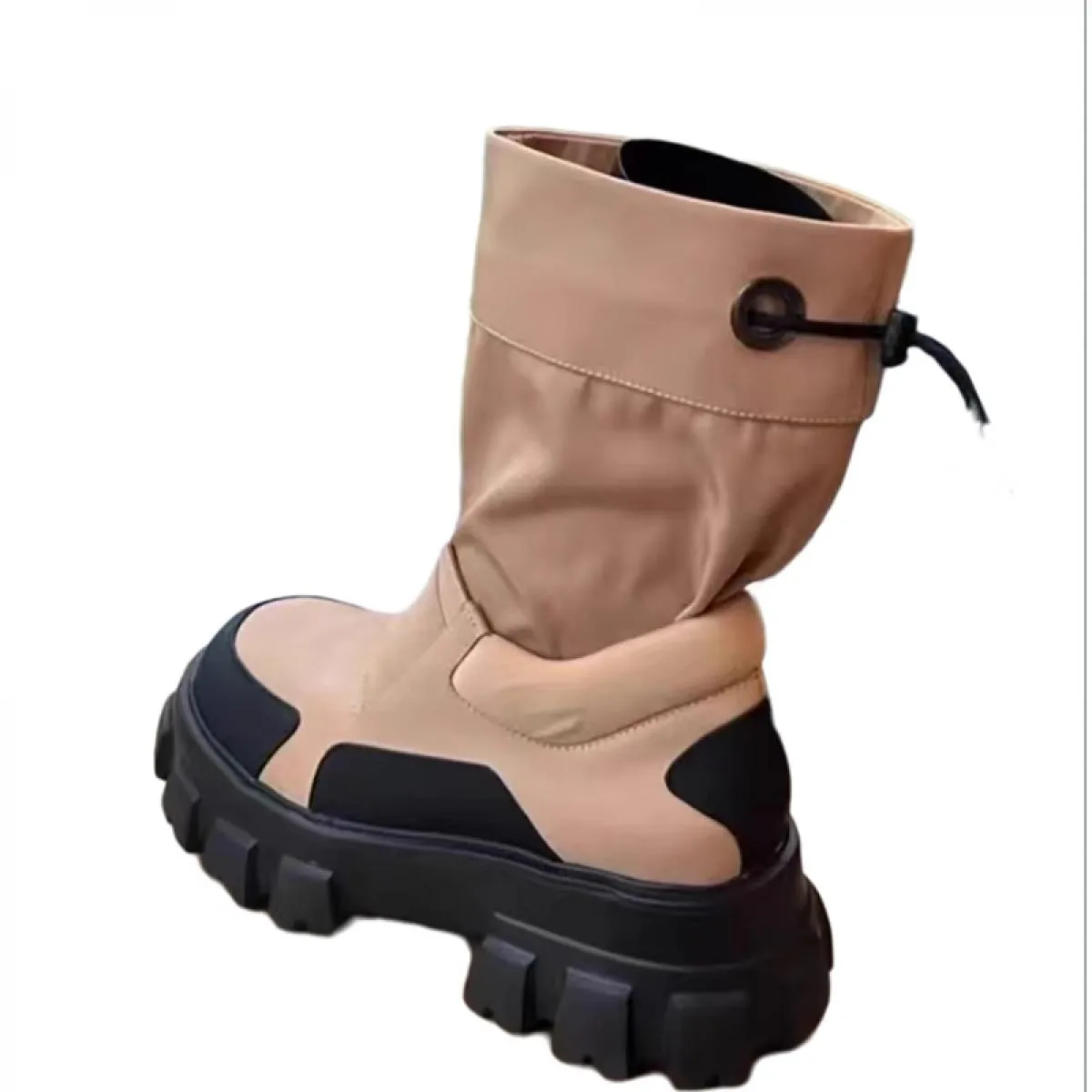 Donne Piattaforma Scarpe a metà polpaccio Tacchi medi Stivali Chelsea Stivali invernali da moto Goth 2023 Nuova tendenza Casual