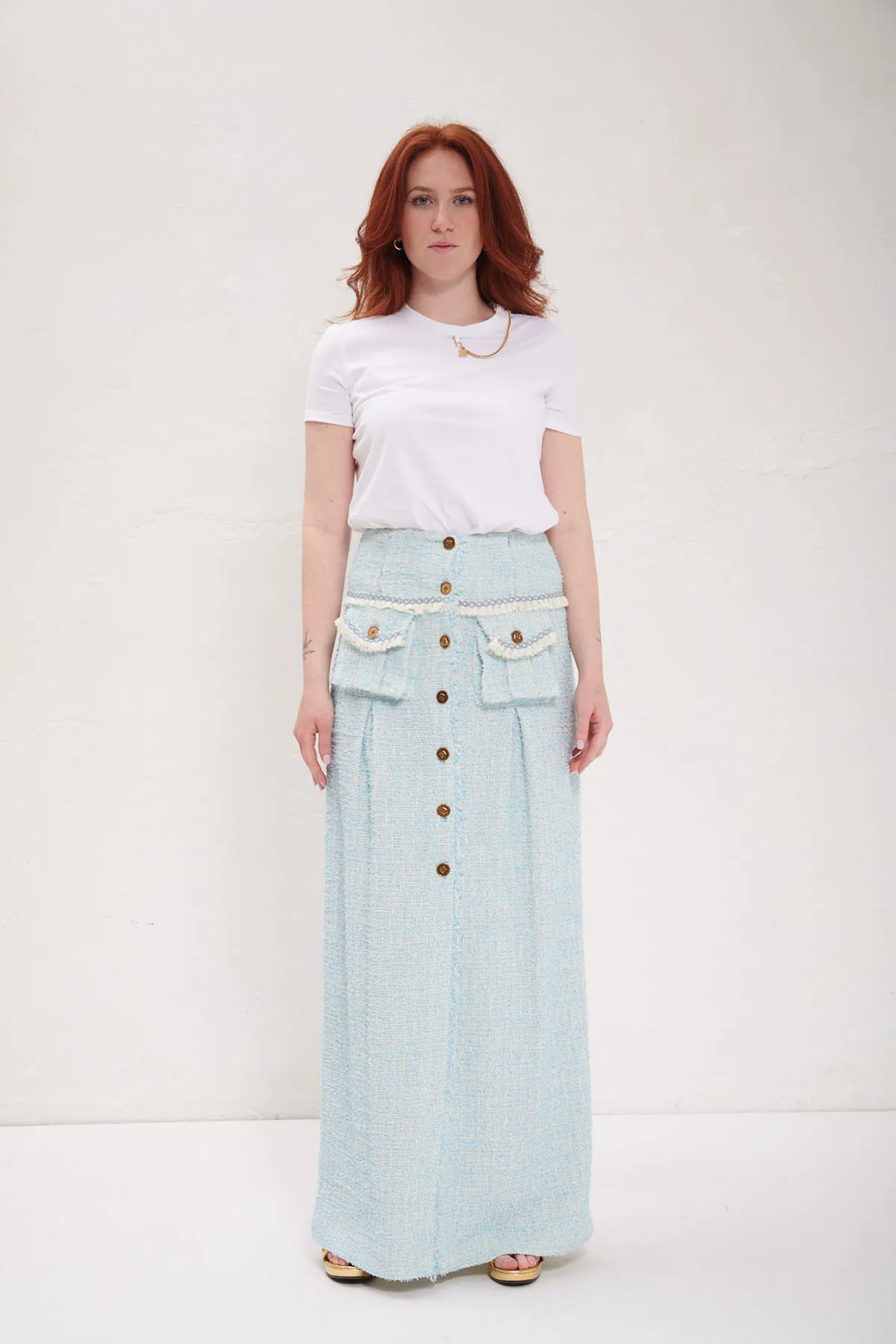 ELISABETTA FRANCHI T-Shirt girocollo a manica corta con catena