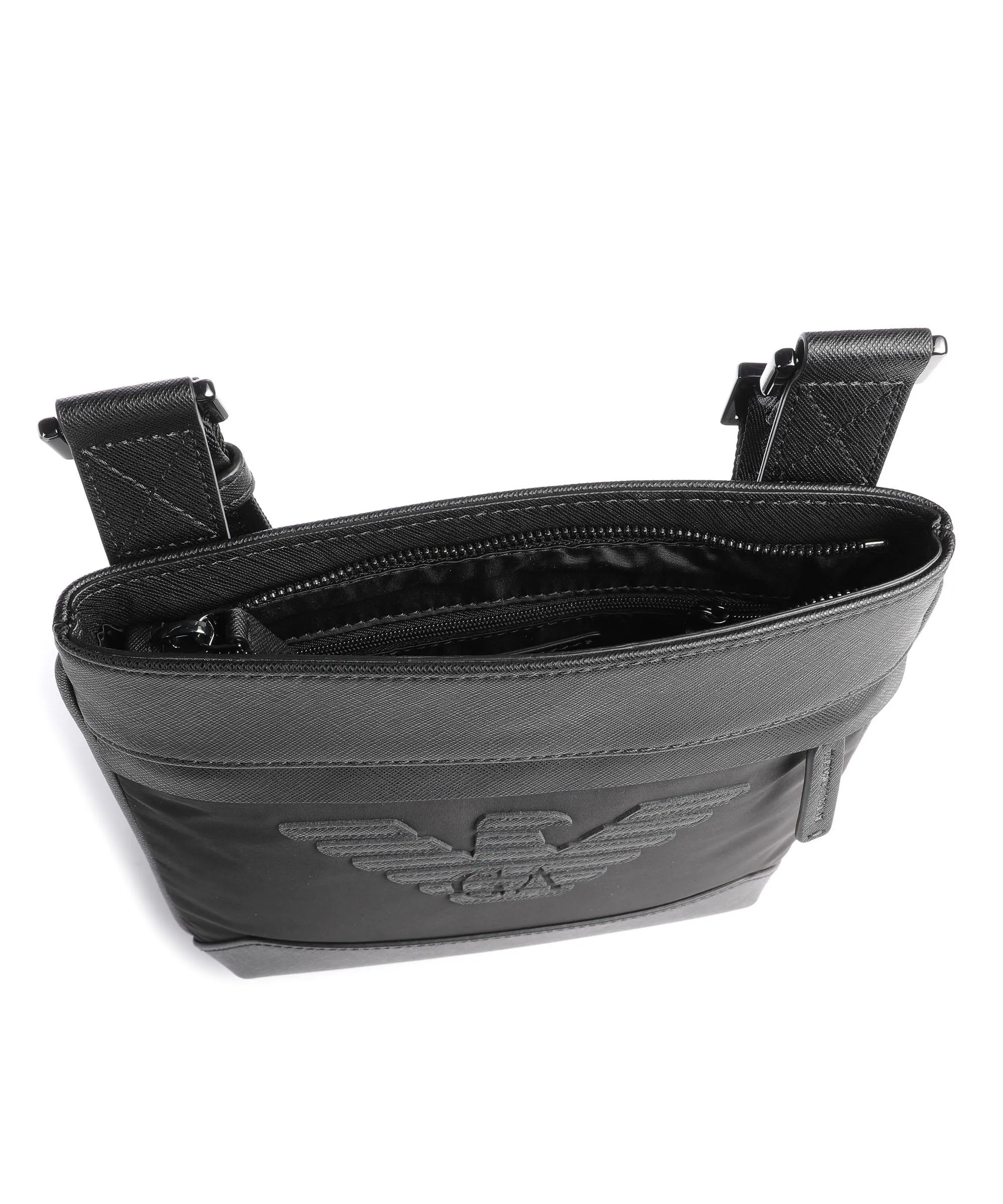 Emporio Armani New Regenerated Borsa a tracolla pelle sintetica, poliestere nero  