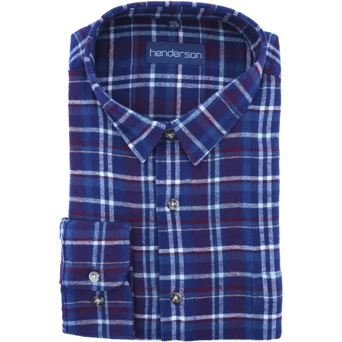 GCM Henderson camicia uomo grande manica lunga flanella a quadretti Rosso