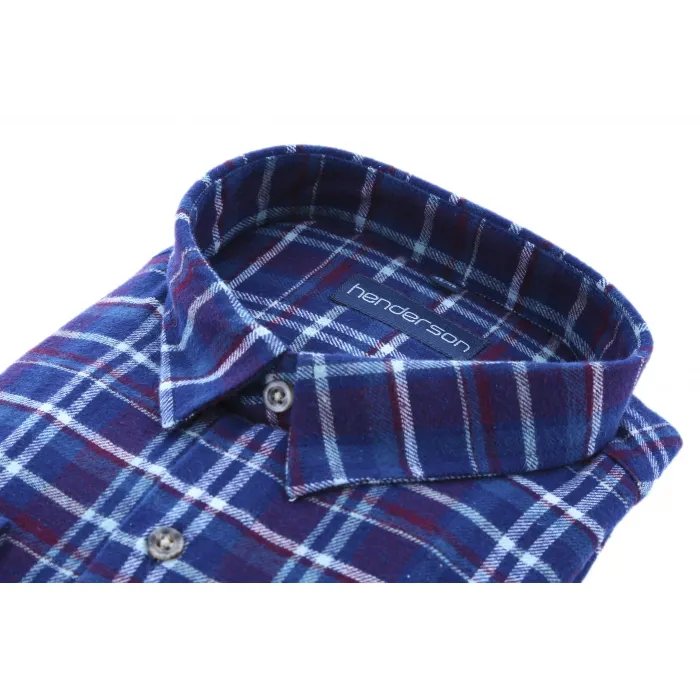 GCM Henderson camicia uomo grande manica lunga flanella a quadretti Rosso