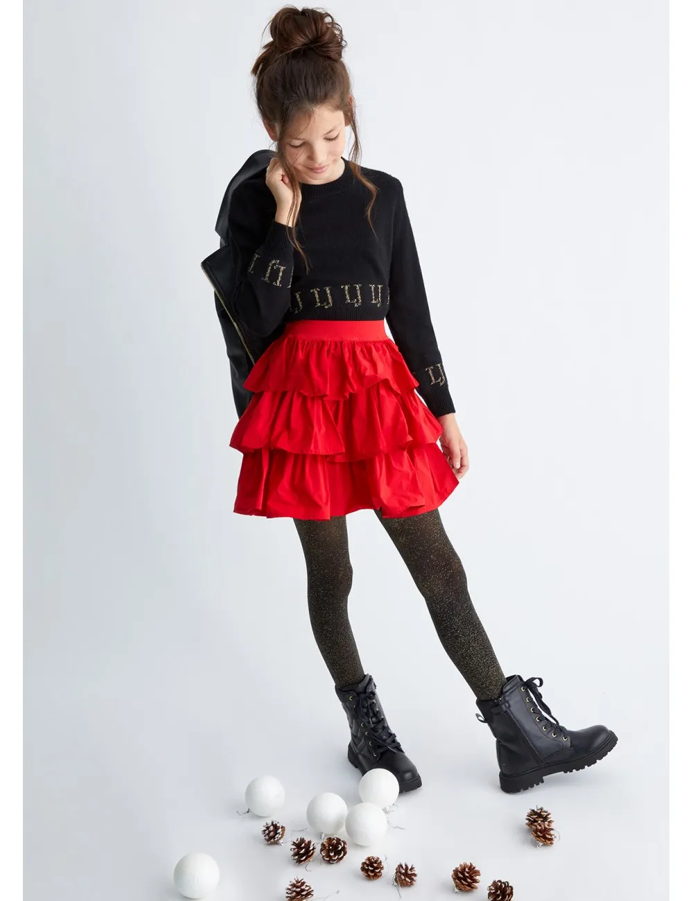 GF3098 Q9783 MAGLIA LIU JO GIRL MAGLIETTA BAMBINA CON LOGO GIROCOLLLO SHIRT