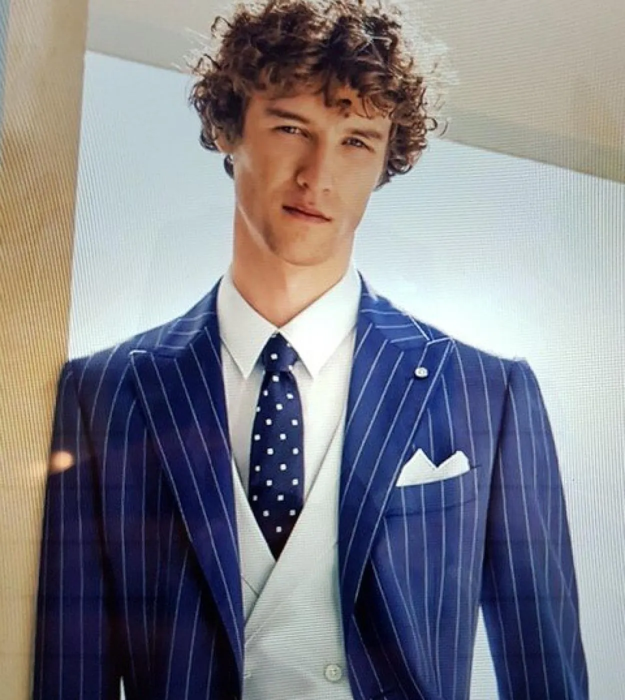 Gilet tinta unita a righe verticali blu royal Custom Made Tuxedo Skinny Uomo Abiti 3 pezzi Blazer Terno Suit Blzer Jacket  vest