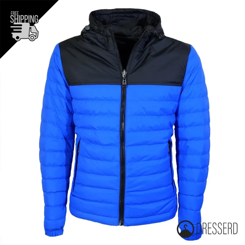 Giubbotto Uomo Piumino 100 Grammi Double Face Con Cappuccio Giubbotti Bicolore Dresserd