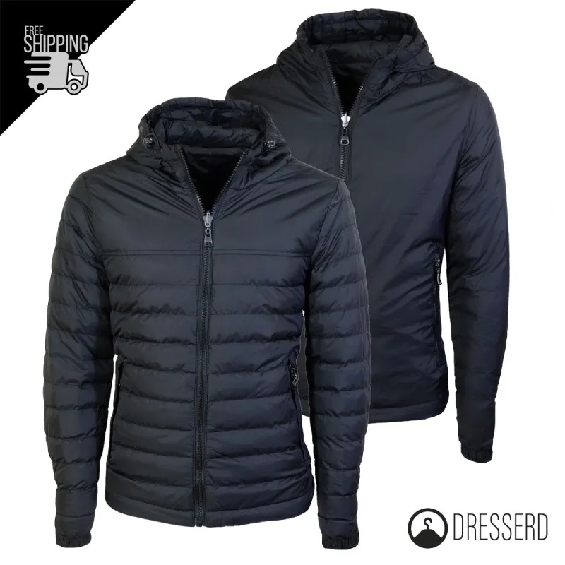 Giubbotto Uomo Piumino 100 Grammi Double Face Con Cappuccio Giubbotti Bicolore Dresserd