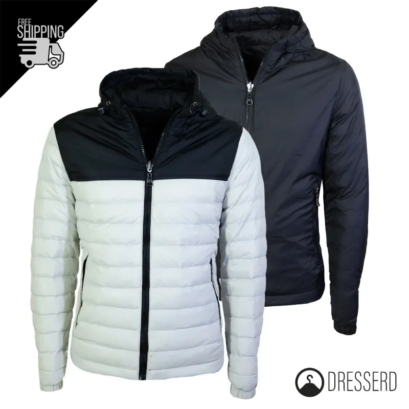 Giubbotto Uomo Piumino 100 Grammi Double Face Con Cappuccio Giubbotti Bicolore Dresserd