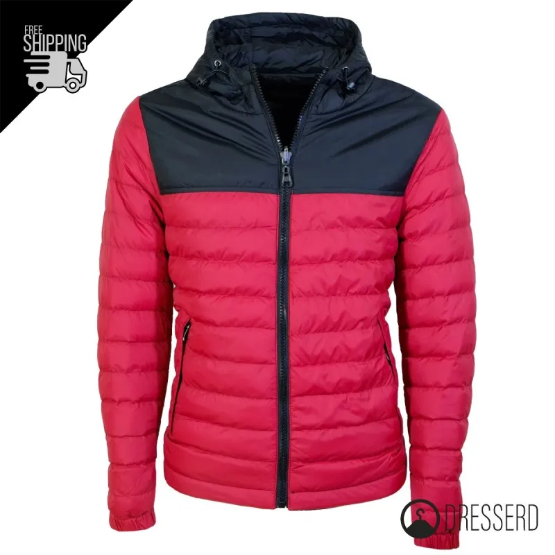 Giubbotto Uomo Piumino 100 Grammi Double Face Con Cappuccio Giubbotti Bicolore Dresserd