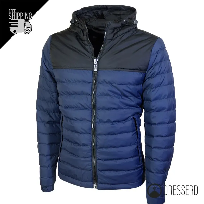 Giubbotto Uomo Piumino 100 Grammi Double Face Con Cappuccio Giubbotti Bicolore Dresserd