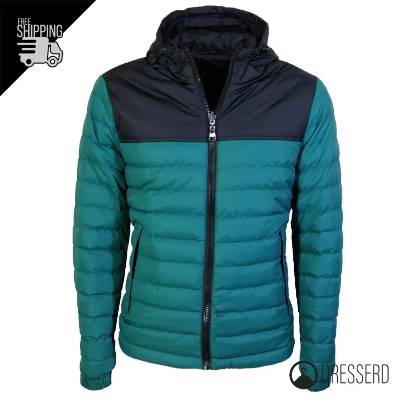 Giubbotto Uomo Piumino 100 Grammi Double Face Con Cappuccio Giubbotti Bicolore Dresserd