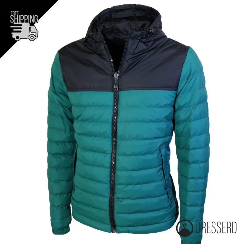 Giubbotto Uomo Piumino 100 Grammi Double Face Con Cappuccio Giubbotti Bicolore Dresserd